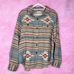 212. Faherty Aztec Tribal Organic Cotton Button Down Shirt Women’s Medium
